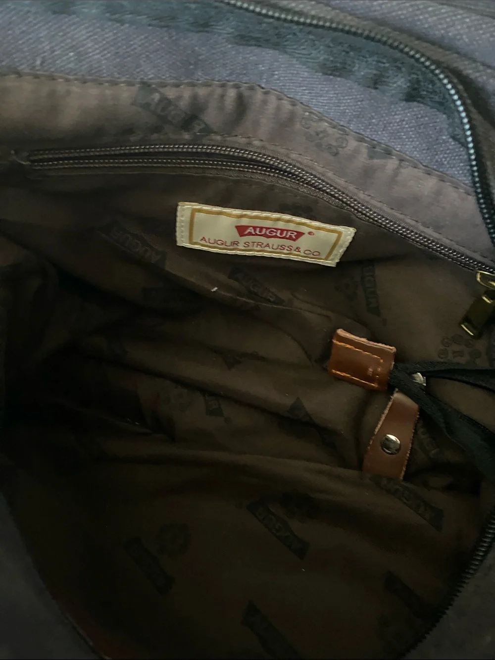 Black Canvas Messenger Bag with Brown Trim - Unbranded